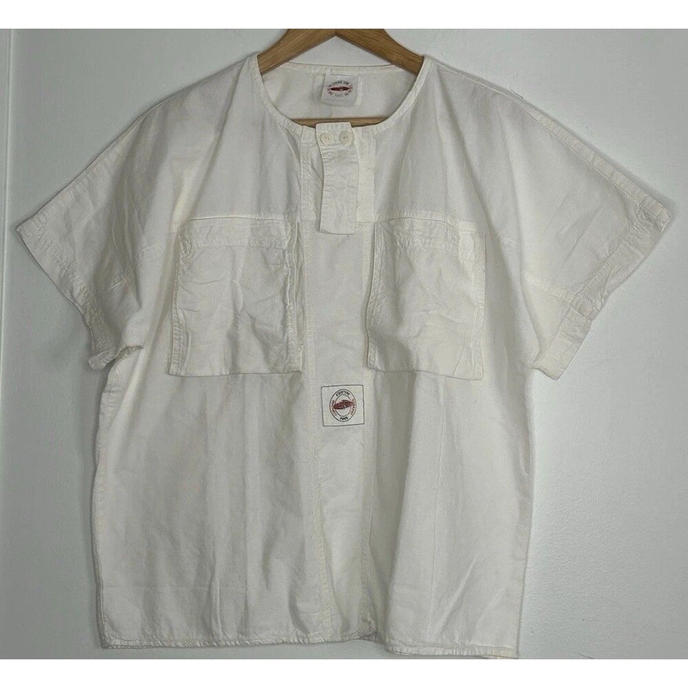 Vintage cest toi Paris Top white Saved By Bell Camp Shirt Short Sleeve Cotton 90